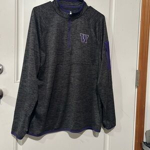 Stadium Athletics Gray and Purple 1/4 Zip Up Sweater, Large, Unisex